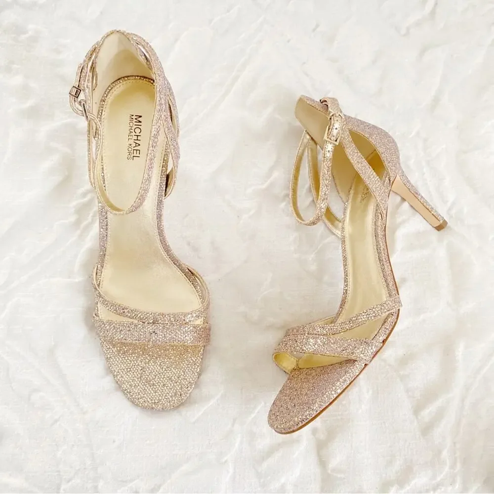 Michael Kors Kimberly Glitter Mesh Sandal Size 9.5
